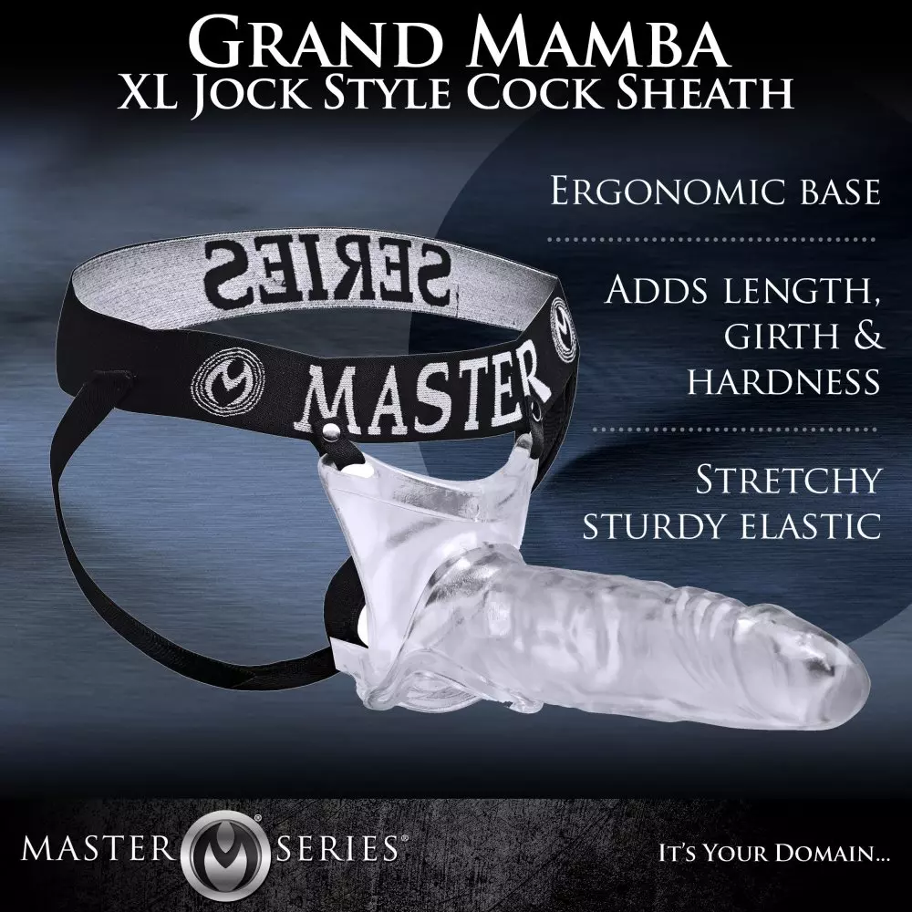 Master Series Grand Mamba XL Jock Style Sheath Strap-On In Clear
